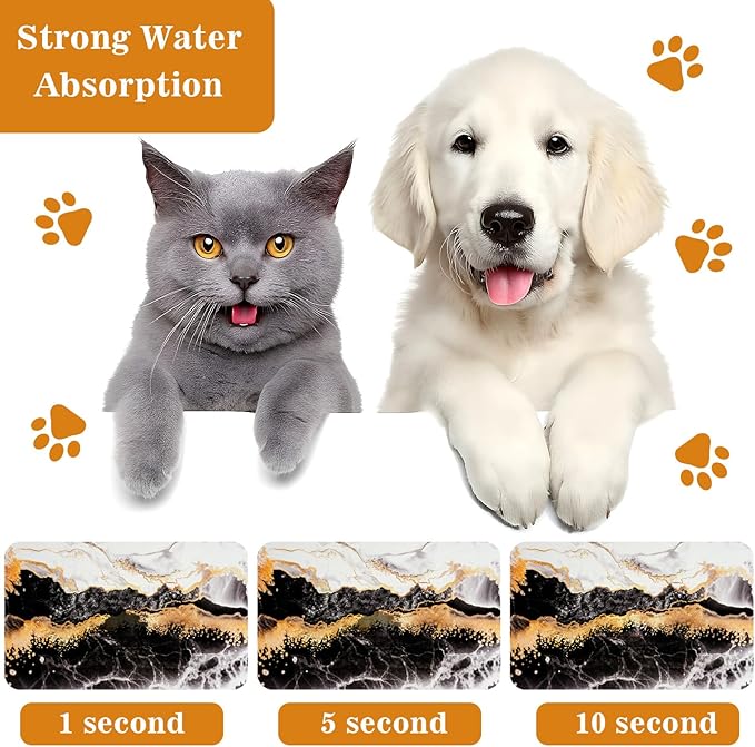 Dog Food Mats for Floors Waterproof Mat for Cat Food and Water Bowls - Absorbent Quick Dry Non Slip Mat for Pet Feeding