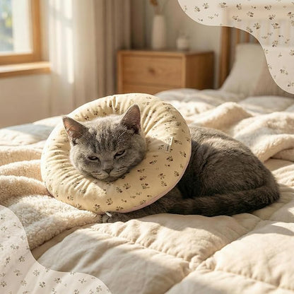 2026 New Edition, Soft Deep Recovery Collar for Dogs & Cats – Cotton Pet Cone Alternative, Lightweight Adjustable, Anti-Lick & Anti-Scratch for Post-Surgery, Medium, Flower Pattern