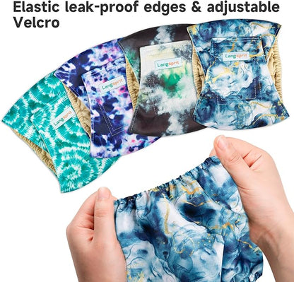 Male Dogs Diapers Belly Bands(4Pack), Washable Reusable Male Boy Doggy Wraps Panties for Doggie Puppy Pooping Potty Training Incontinence Marking Pañal para Perro Tie Dye X-Large