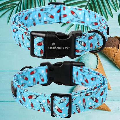 ARING PET Summer Dog Collar, Cute Blue Ice Pop Pet Collars with Quick Release Buckle for Puppy Small Medium Large Boy Girl Dogs-L