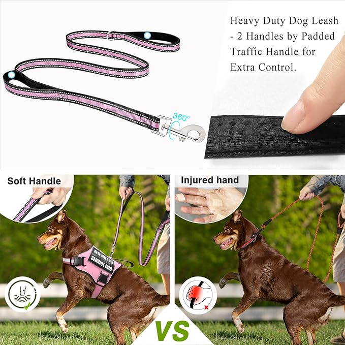 Service Dog Harness and Leash Set, Training Dog Vest with 10 Dog Patches, Emotional Support Therapy Dog Vest Harness for Small Medium Large and Extra Large Dogs(Pink, S)