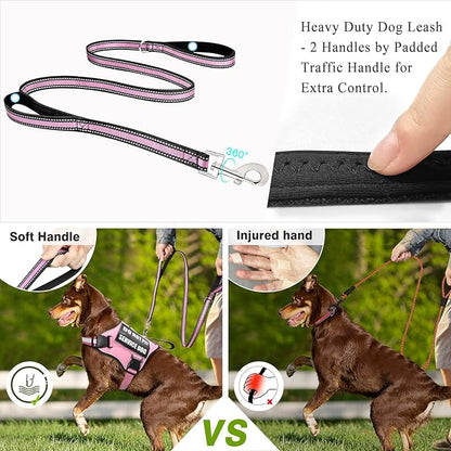 Service Dog Harness and Leash Set, Training Dog Vest with 10 Dog Patches, Emotional Support Therapy Dog Vest Harness for Small Medium Large and Extra Large Dogs(Pink, XS)