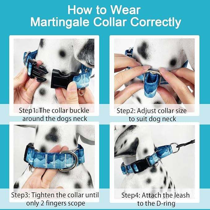 Martingale Collar for Dogs with Buckle Dog Collar Adjustable Soft Nylon Boy Dog Collars for Small Dogs, Blue Sunset