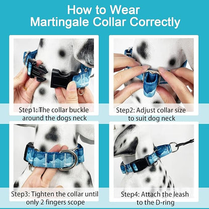 Martingale Collar for Dogs with Buckle Dog Collar Adjustable Soft Nylon Boy Dog Collars for Small Dogs, Blue Sunset