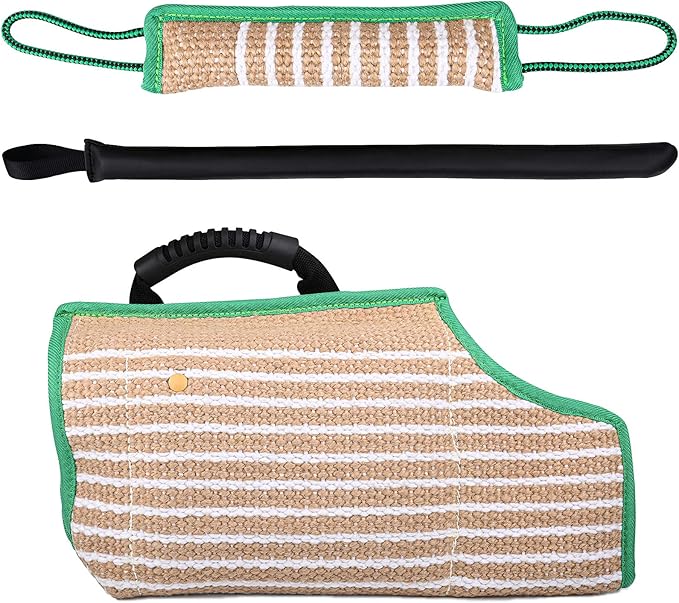Dog Bite Training Set - Dog Bite Sleeve Protection Arm and Pillow Tug Toy, Puppy Training Stick, Professional Equipment for K9, IPO, Schutzhund Puppy
