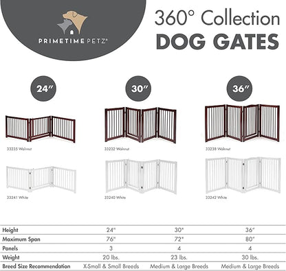Primetime Petz 360 Configurable Dog Gate with Door – Indoor Freestanding Walk Through Wood Pet Gate,Walnut