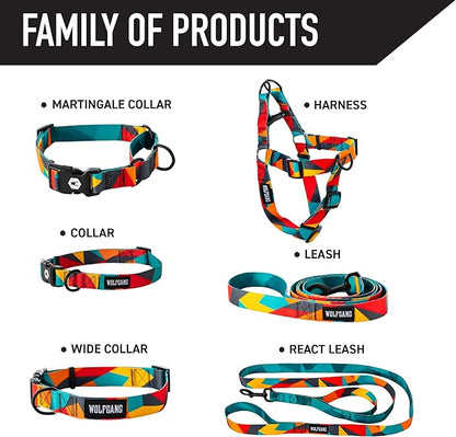 Wolfgang Heavy Duty Adjustable Dog Harness, Pull-Tested to Over 800 lbs for Walking & Training, ShatterShapes Print, Medium
