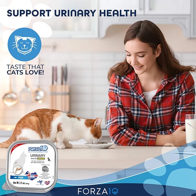 Forza10 - Cat Food, Urinary Tract Wet Cat Food, Non GMO, Vet-Approved UTI Support with Salmon Flavor, Made in Italy (3.5 oz, 32 Pack)