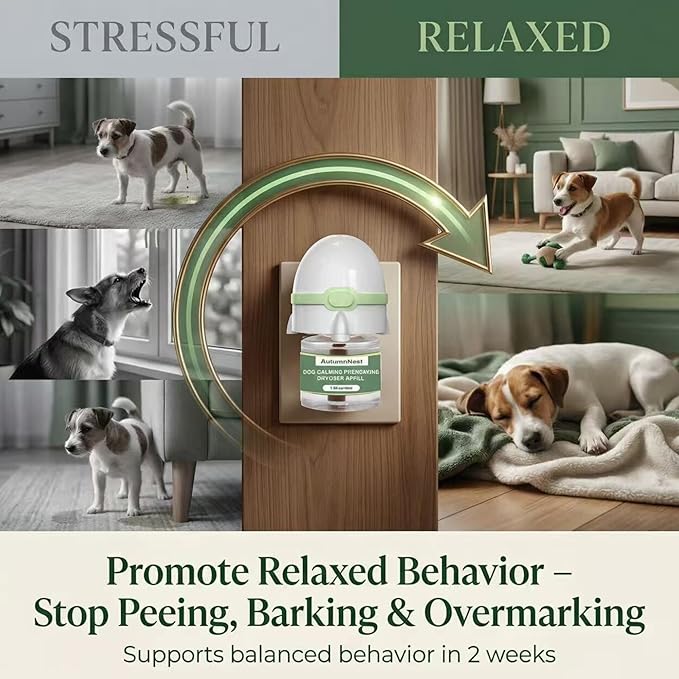 8-in-1 Dog Calming Pheromone Diffuser Kit – Pet Stress Support (2 Plug-Ins & 6x48ml Refills), Calming Diffuser for Dog During Thunderstorms, Travel, Separation, Fireworks & Vet Visits, 180-Day Supply
