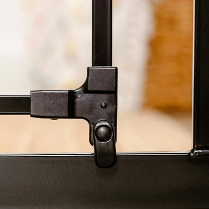 Carlson 29.5–36.5” Extra Wide Dog Gate with Small Pet Door, Walk-Through Pressure Mounted Metal Indoor Pet Safety Gate, Black, Tested and Trusted by Pet Parents, American Designed, American Owned