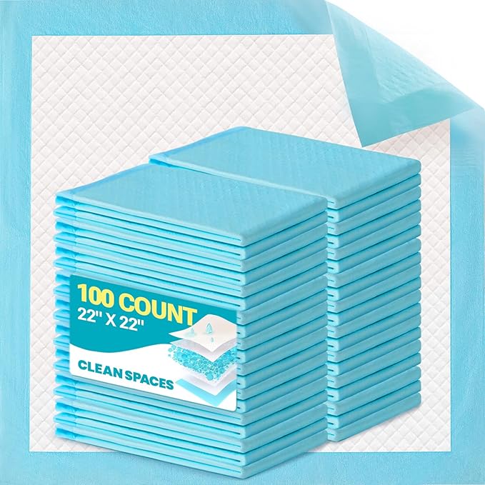 Clean Spaces Super Absorbent Puppy Pads 22"x22" 30 Count, Quick Drying Dog Training Pee Pads, Disposable Underpads for Baby and Adults