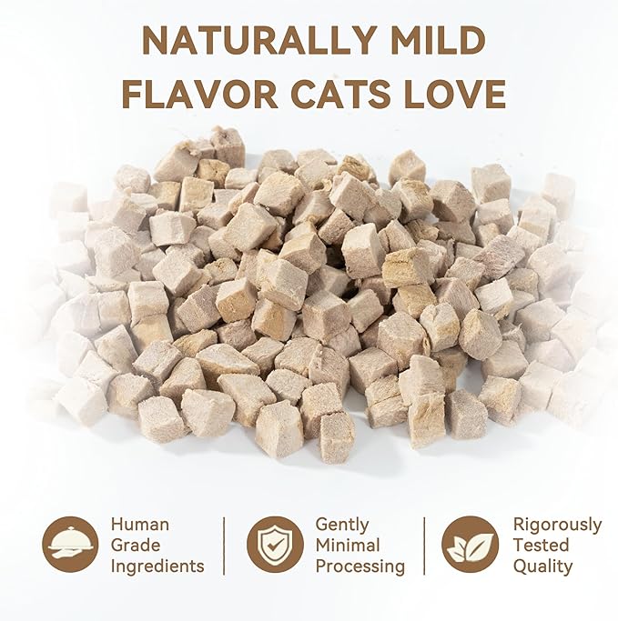 Freeze Dried Cat Treats, Single Ingredient Duck Bites Snacks for Cats & Dogs, Grain-Free High Protein Healthy Training Treats & Food Topper for Cats & Dogs, 4 oz