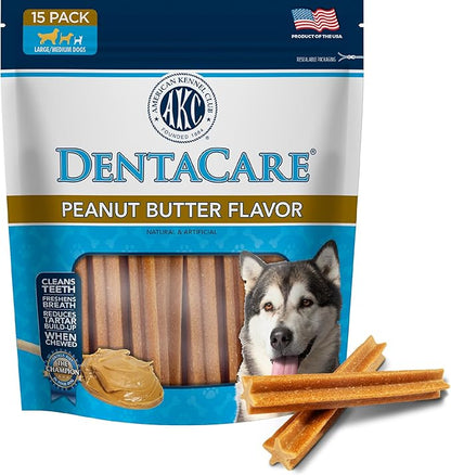 American Kennel Club Dentacare Large Breed Peanut Flavored Dental Dog Treats, Naturally Flavored, 15 Count