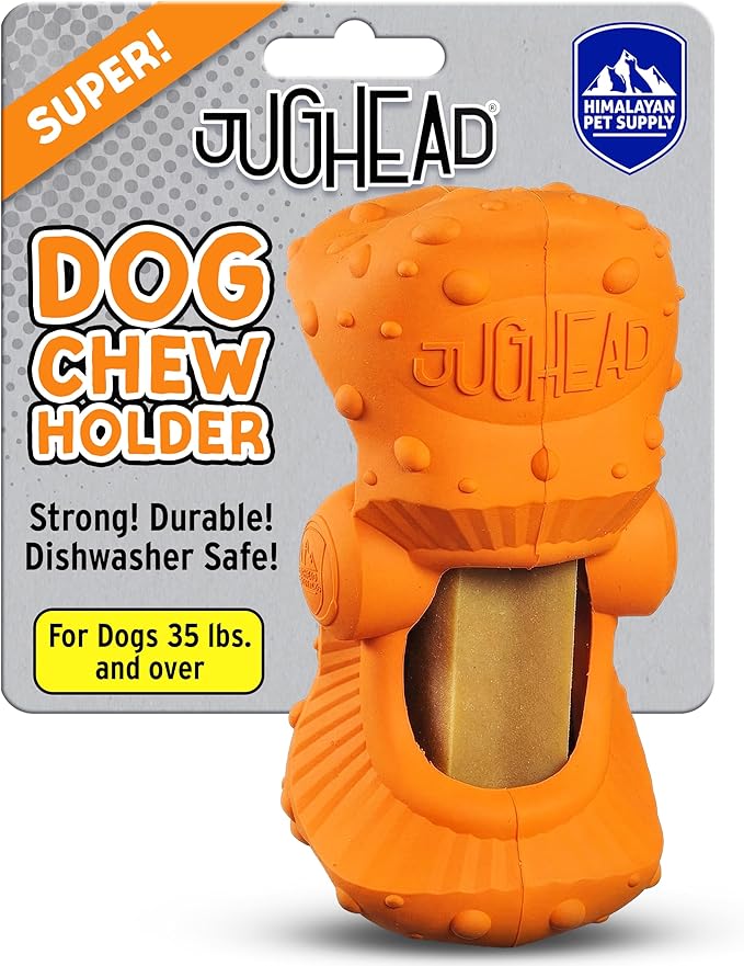 Himalayan Jughead Super Dog Chew Holder - Holds Chews & Treats for Dogs, Slows Down Fast Chewers for Long Lasting Chews - Pair with Jughead Super Insert, and Veggie Treats Like Carrots & Celery