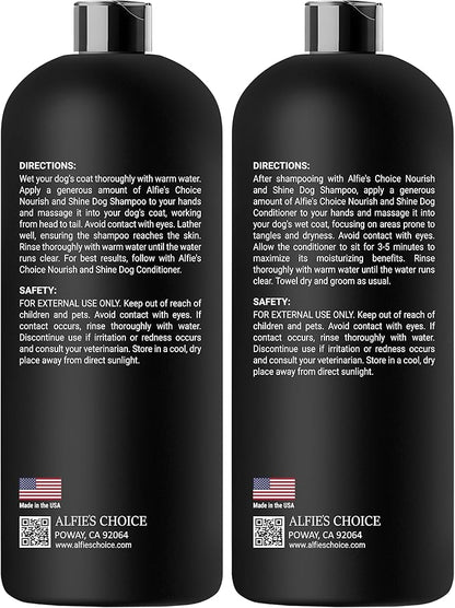 ALFIE'S CHOICE Dog Shampoo and Conditioner Set | 16 fl oz Each | Lavender & Rosemary with Biotin | for Itchy, Dry & Sensitive Skin | Detangling & Moisturizing for All Breeds & Puppies | Made in USA