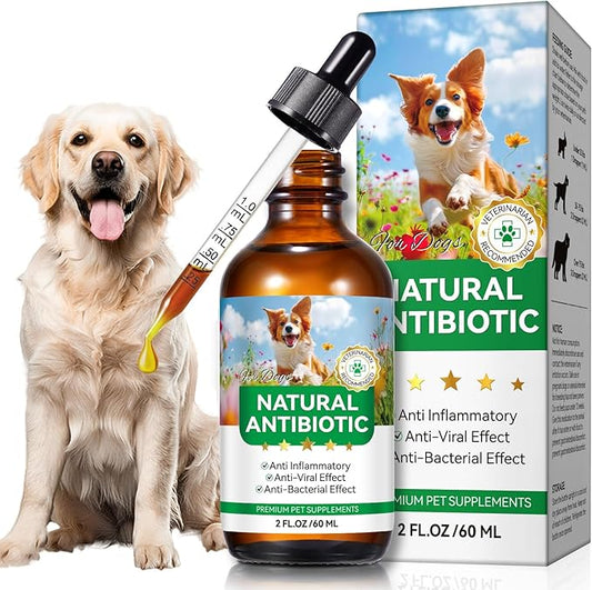 Antibiotics for Dogs, 60ML Natural Antibiotics for Dogs, Dog Antibiotics, Dog Supplies Antibiotics, Dog Multivitamin for Pets, Natural Dog Antibiotics Supports Dog Allergy and Itch Relief