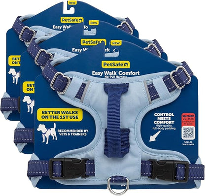 PetSafe Easy Walk Comfort No-Pull Dog Harness Full-Body Padding - Better Walks on The First Use - 5 Points of Adjustment Small/Medium, Blue (Pack of 3)