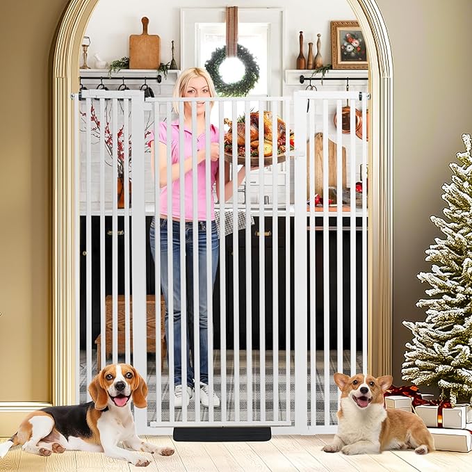 SHYUJAJIE 59 Inch Extra Tall Pet Gate for Cats,29.5-43" Adjustable Wide Dog Gates,No Drilling Pressure Mounted Walk Through Tall Cat Gate for Doorways,Hallway,Stairs