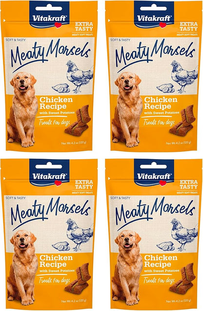 Vitakraft Meaty Morsels Dog Treat, Chicken Recipe with Sweet Potato, Value-Pack, 4 Count