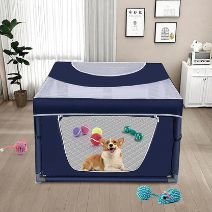 42 × 42 inch Dog Playpen with Pee Pad, Soft Puppy Playpen, 25 Height Pet Playpen for Small Dogs and Small Animals, Dog Fence Indoor, Play Yard with Zipper Door