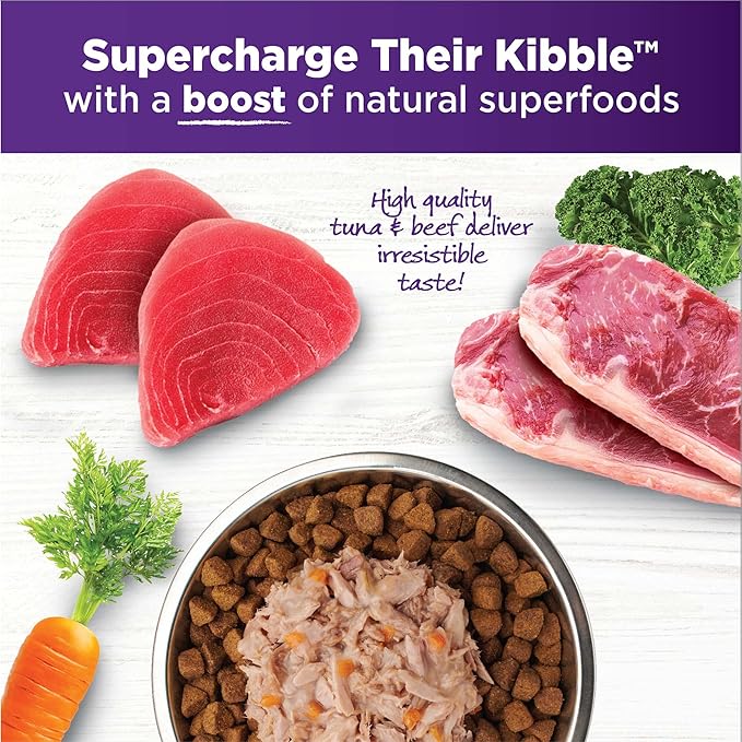 Wellness Bowl Boosters Simply Shreds Wet Dog Food Topper for Small, Medium, and Large Breeds, Grain Free, Natural, Tuna, Beef, and Carrots Recipe, 2.8 oz, Pack of 12 Pouches