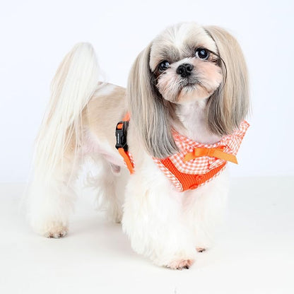 Puppia Vivien Dog Harness Over-the-Head All Season Cute No Pull No Choke Walking Training Adjustable for Small Dog, Orange, Large