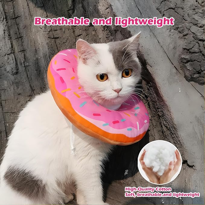 Dog Cones for Small Dogs,Comfortable Adjustable Soft Dog Cone After Surgery，Soft Protective Recovery Cone for Dogs and Cats,Washable Dog Elizabethan Collar Stop Licking Wounds (Donut Pink, XL)