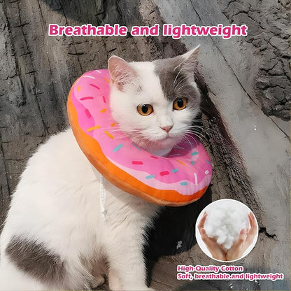 Dog Cones for Small Dogs,Comfortable Adjustable Soft Dog Cone After Surgery，Soft Protective Recovery Cone for Dogs and Cats,Washable Dog Elizabethan Collar Stop Licking Wounds (Donut Pink, XL)