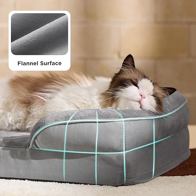 Bedsure Orthopedic Dog Beds for Extra Small Dogs- Washable Dog Cat Bed Waterproof, Comfort Pet Couch Sofa with Washable Removable Cover, Pets Bed with Nonskid Bottom, Grey, 20"