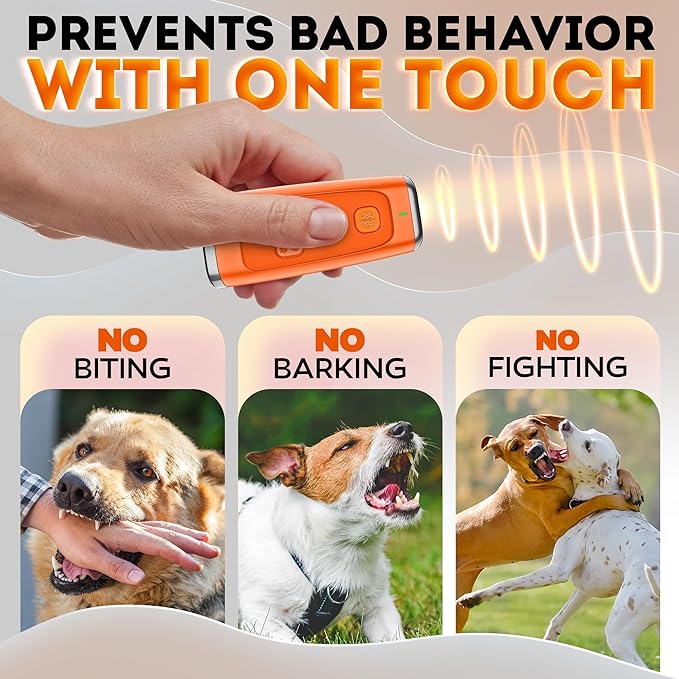 Stop Dog Barking Instantly – Ultrasonic Dog Bark Deterrent Device Humane No-Shock Barking Silencer & Dog Trainer for Indoor & Outdoor Use Effective Bark Control Solution for Small Medium Large Dogs