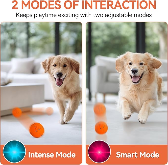 ALL FOR PAWS Interactive Dog Toy, Smart Moving Ball with 2 Play Modes, E-TPU Material, USB Rechargeable Motion-Activated Bouncing Ball for Medium Large Dogs, Automatic Rolling Keeps Dog Busy