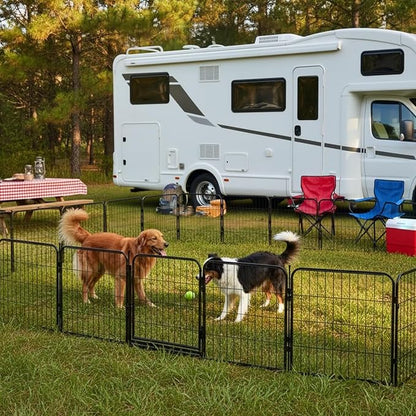 Dog Playpen w/Carrying Case for Indoor or Outdoor Use – 40 Inch, 16 Black Panels - Portable Metal Exercise Pen for Medium & Large Dogs - Pet Fence Kennel Crate for House, RV, or Travel