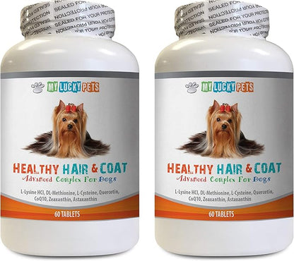 Dog Coat itching - Dog Healthy Hair and Coat - Shinny Coat - Skin Health - Immune Support - Nail Health - Dog Vitamin b12 - 120 Treats (2 Bottles)