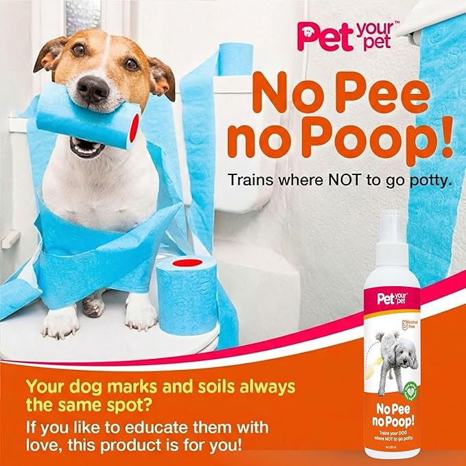 Dog Potty Training Spray No Pee No Poop, 8 Fl Oz, Non Toxic Spray for Dogs Only, Natural Pee Deterrent, Prevents Urine Marking and Pooping, Indoor Outdoor House Training Aid