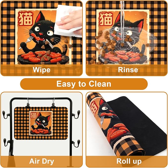 Dog Food Mats for Floors Waterproof Mat for Cat Food and Water Bowls - Absorbent Quick Dry Non Slip Mat for Pet Feeding