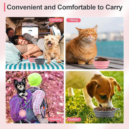 Kytely Collapsible Dog Bowls for Travel, 2Pack Dog Portable Water Bowl, Foldable Pet Food Bowl with Clasp, Pet Cat Feeding Cup Dish for Traveling, Walking, Hiking