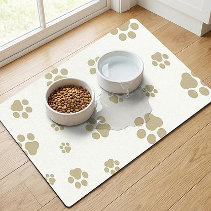 Pet Feeding Mat Dog Cat Food Mat Absorbent No Stains Quick Dry Rubber Bottom Anti-Slip Water Bowl Mats Easy to Clean for Indoor Pet Placemats Water Dispenser Mat
