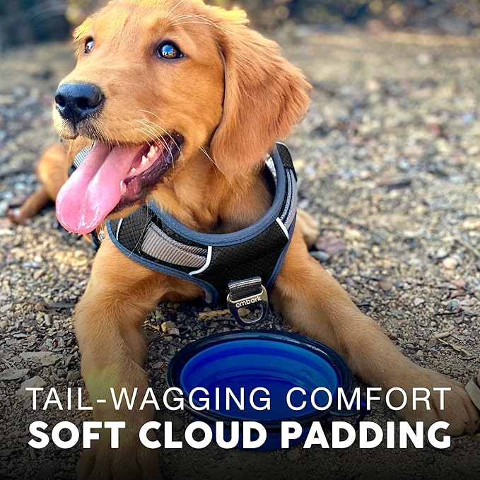 Embark Adventure No-Pull Dog Harness for Large Dogs – Reflective Trim, Military-Grade Nylon, Front Clip with Gel-Lined Handle, Soft & Padded