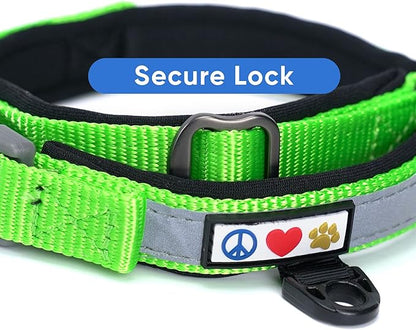 Pawtitas Lumberjack Padded Martingale Collar for Dogs | Soft Neoprene Dog Collar for Your pet's Comfort Made with Reflective Band for Maximum Visibility | Fits Small and Large Pets - Medium Green