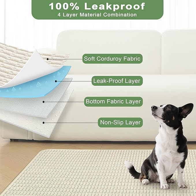 Washable Pee Pads for Dogs, Reusable Puppy Pads Dog Pads, Non-Slip Dog Pee Pads, Leakproof Pet Pee Pads Wee Wee Pads for Dogs. (Cream White, 60"x60"(Pack of 1))