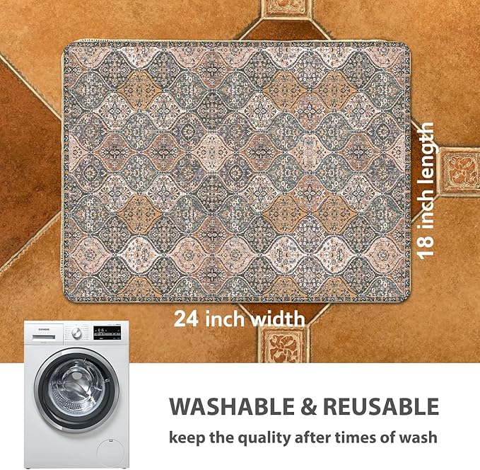 nunubaby 4PACK Washable Pee Pads for Dogs, Stylish, Non-Slip and Leak-Proof Pee Pads. Reusable Potty Pads for Dogs for Crates and Floors.(Brown/Multi, 18" x24" )