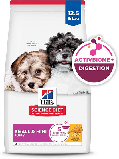 Hill's Science Diet Puppy Small & Mini Dry Dog Food, Chicken & Brown Rice, 12.5 lb. Bag