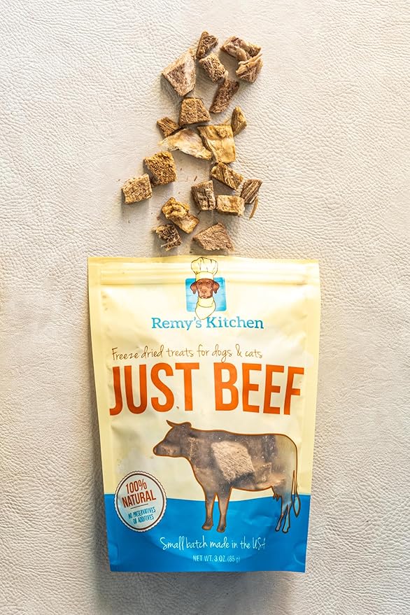 Freeze Dried Dog & Cat Treats – Beef, Single Ingredient, All-Natural, USA Sourced, Human-Grade, Grain-Free High-Protein Training Treats, 3 oz
