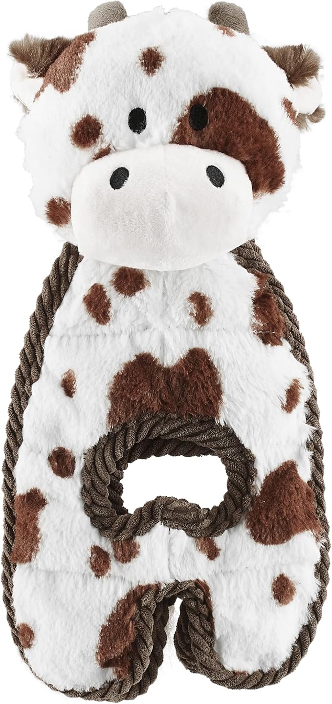 Outward Hound by Charming Pet Cuddle Tugs Cow Plush Squeaky Dog Toy