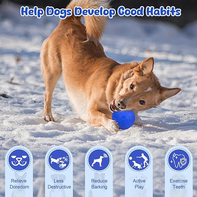 Indestructible Dog Toys for Aggressive Chewers, Squeaky Balls for Large Dogs, Interactive Squeaky Dog Balls for Aggressive Chewers, Outdoor Tough Chew Toys for Dogs to Relieves Anxiety