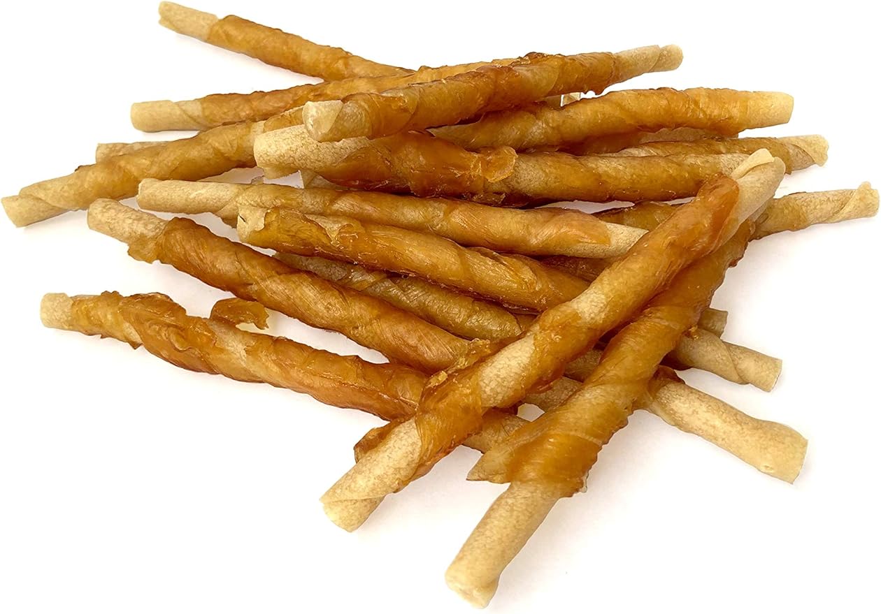 Rena's Recipe Chicken Twisty Sticks (8 oz) Rawhide Free Chicken Wrapped Soft Chews with Glucosamine for Joint Health