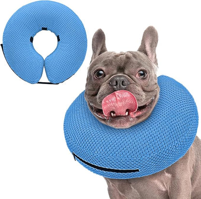 Supet Inflatable Dog Cone Collar for Dogs to Stop Licking, Dog Donut Collar After Surgery, Soft Pet Cone for Small Medium Large Dogs Blue 02 M