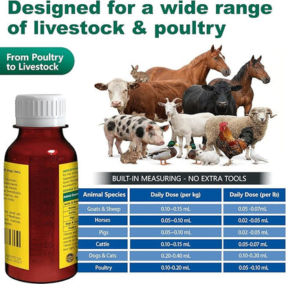 Dewormer for Goat, Sheep, Poultry & More - Liquid Fenbendazole Dewormer for All Wormers, Tapeworms, Roundworms, Hookworms & More, 100ml