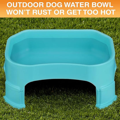 Neater Pet Brands Extra Large Water Bowl for Dogs, Elevated Outdoor Dog Water Bowl (1.25 Gallon XL Capacity), Big Trough Style Food Dish for Indoors or Outside, No Spill Large Dog Bowls, Aquamarine