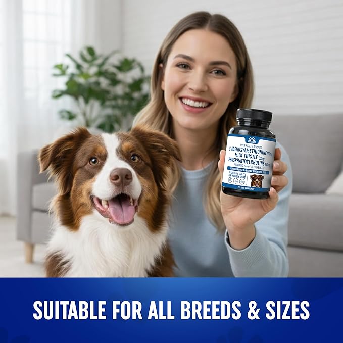 Liver Support Supplement for Medium Dogs with Silymarin (SAMe & Silybin) S-Adenosyl-L-methionine (SAM-e) & Silybum (Milk Thistle) Dog Liver Supplement - 3rd Party Tested, Non GMO - 30 Chewable Tablets